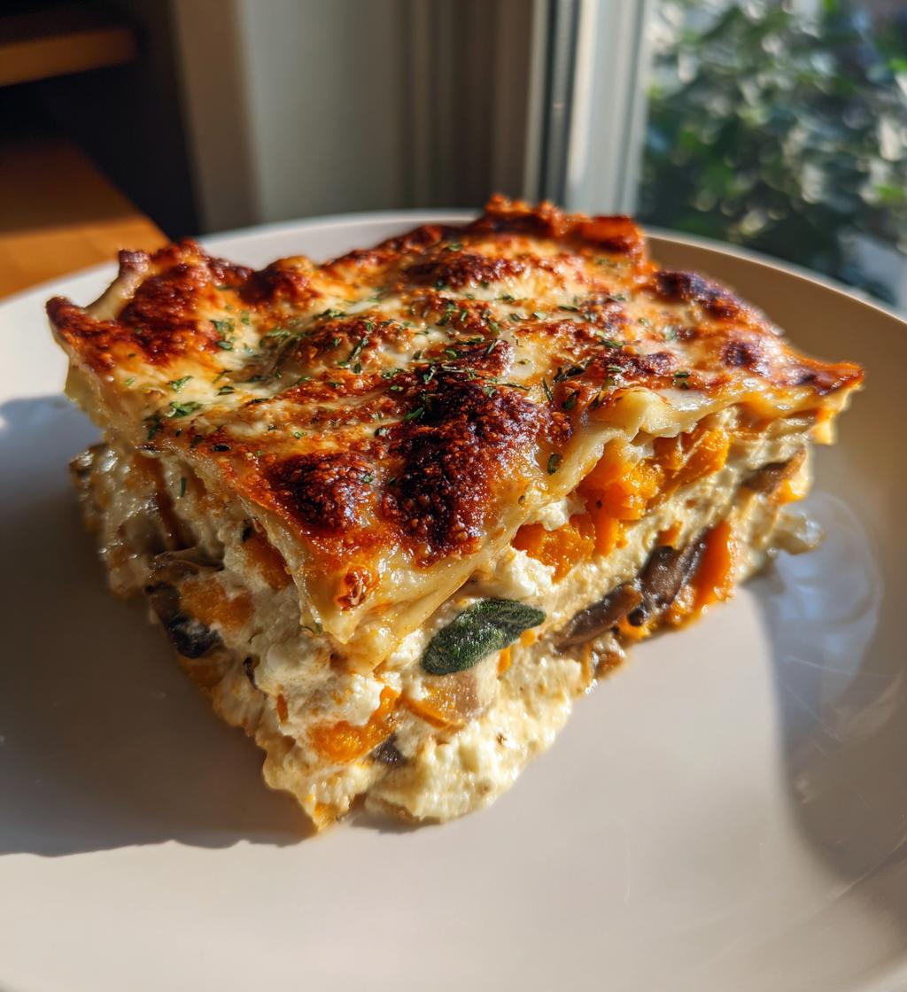 butternut squash lasagna with mushrooms and sage recipe - detail 1
