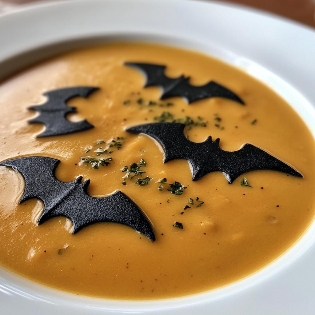 butternut squash soup with black pasta bats recipe