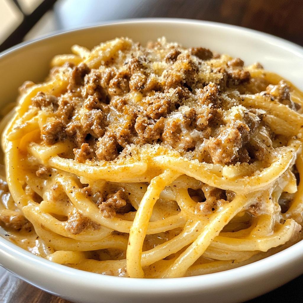 cajun beef linguine in creamy velveeta parmesan garlic sauce