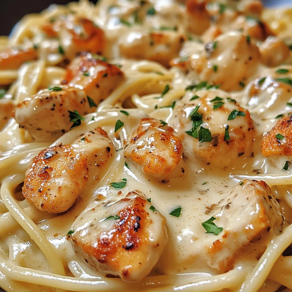 cajun chicken spaghetti in creamy garlic mozzarella sauce - detail 1