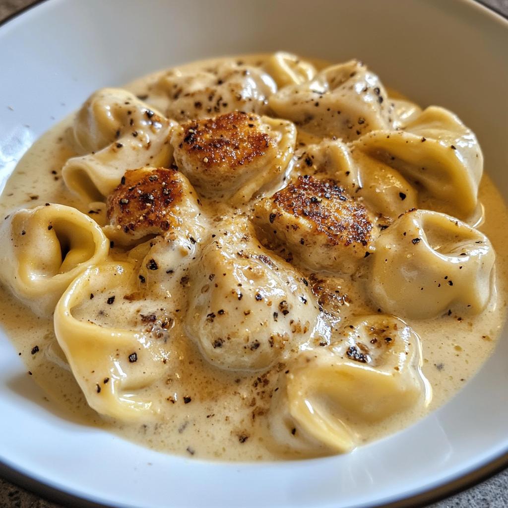 cajun garlic chicken tortellini in three cheese cream
