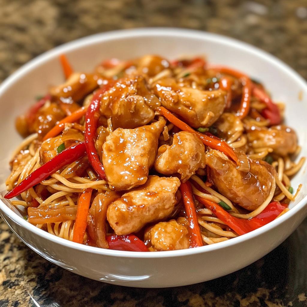 chicken chow mein with the best chow mein sauce - detail 1