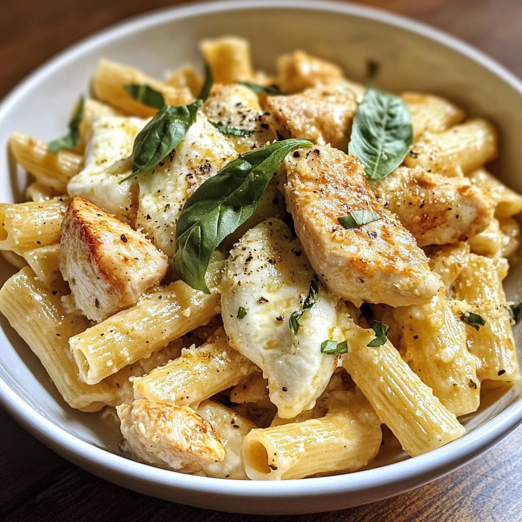 chicken mozzarella pasta - detail 1
