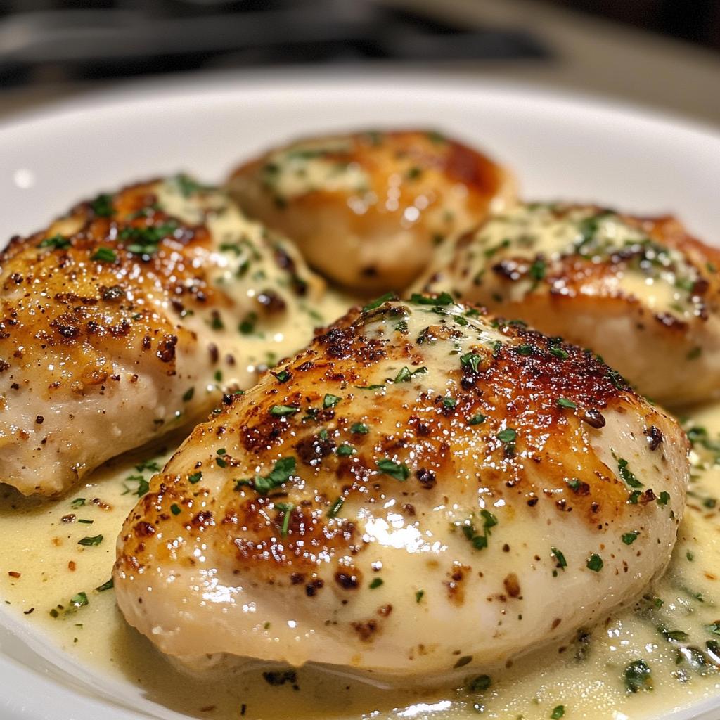 chicken with boursin sauce with garlic and fine herbs - detail 1