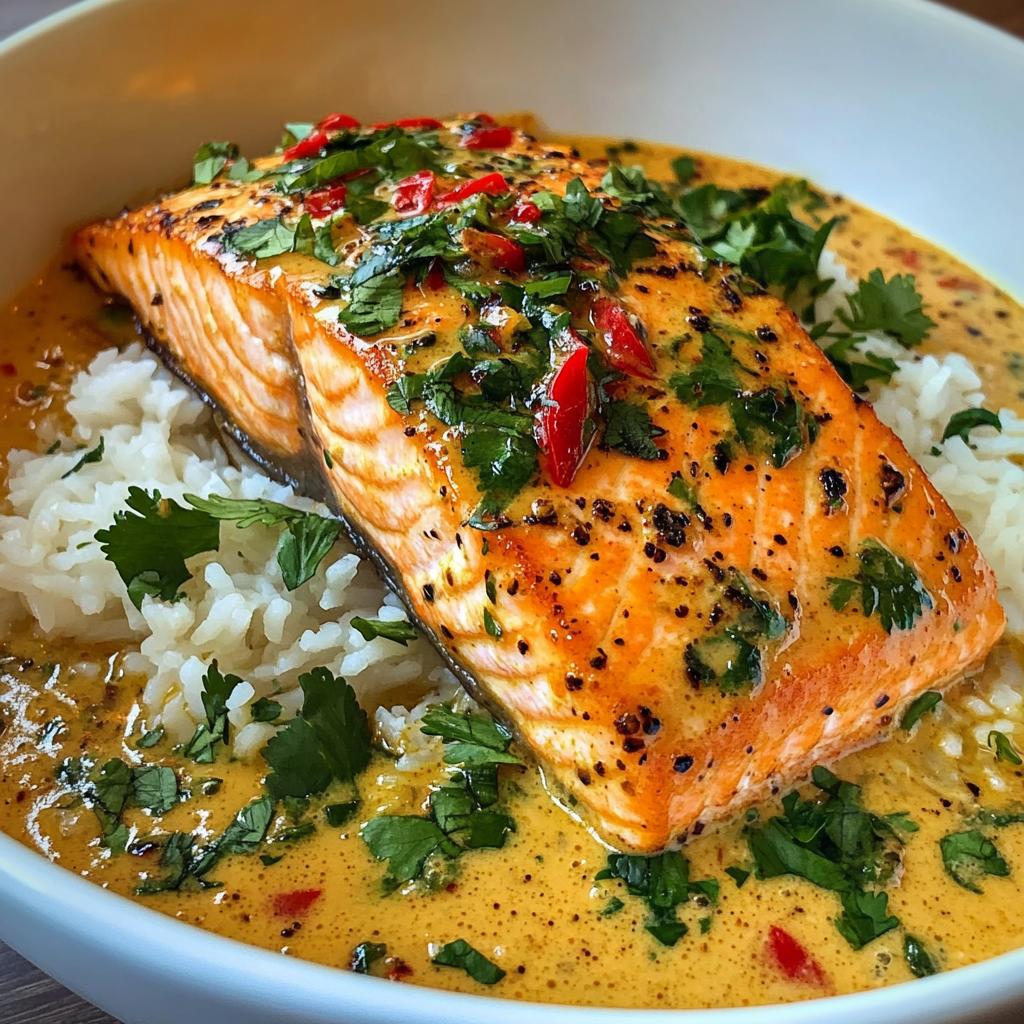 coconut curry salmon with garlic butter