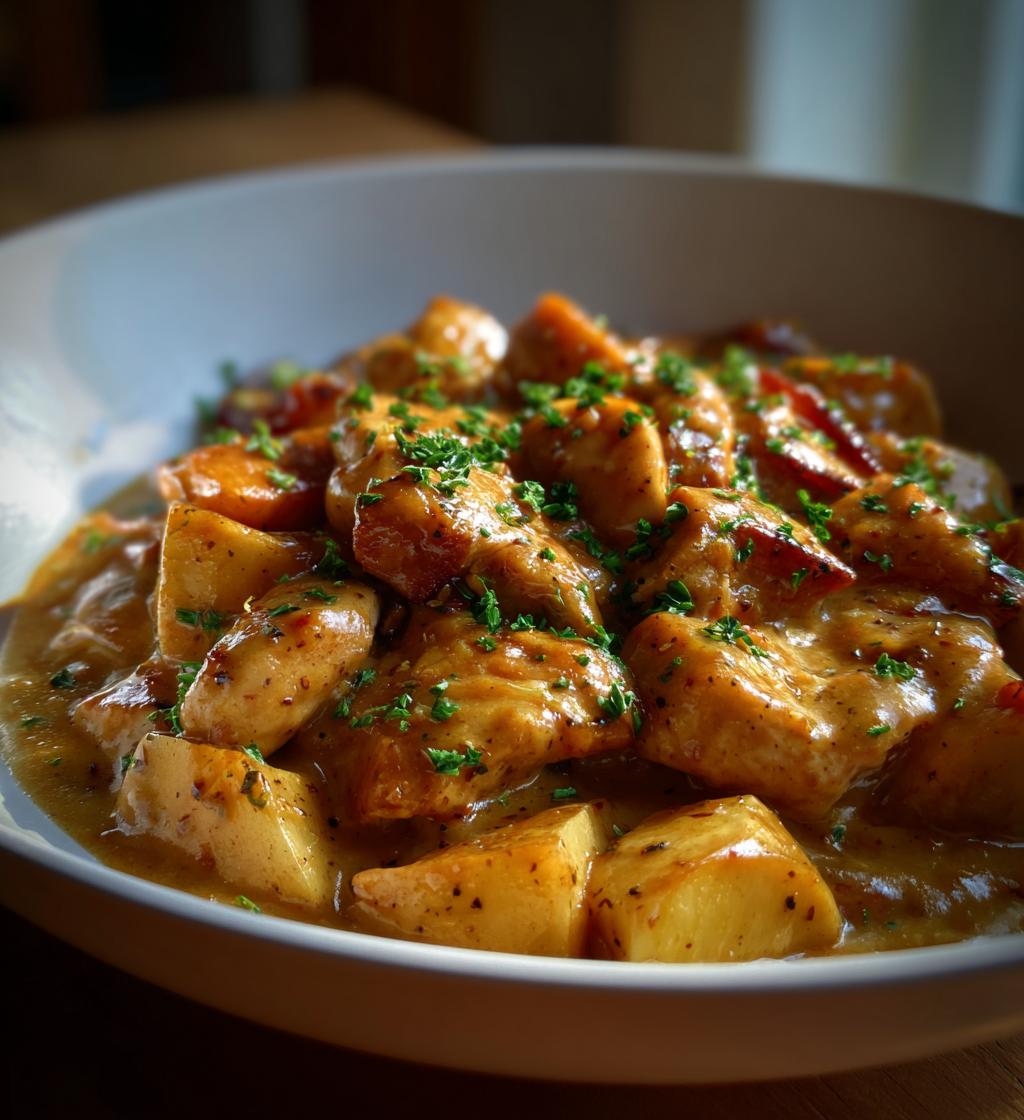 creamy apple bourbon chicken skillet recipe - detail 1