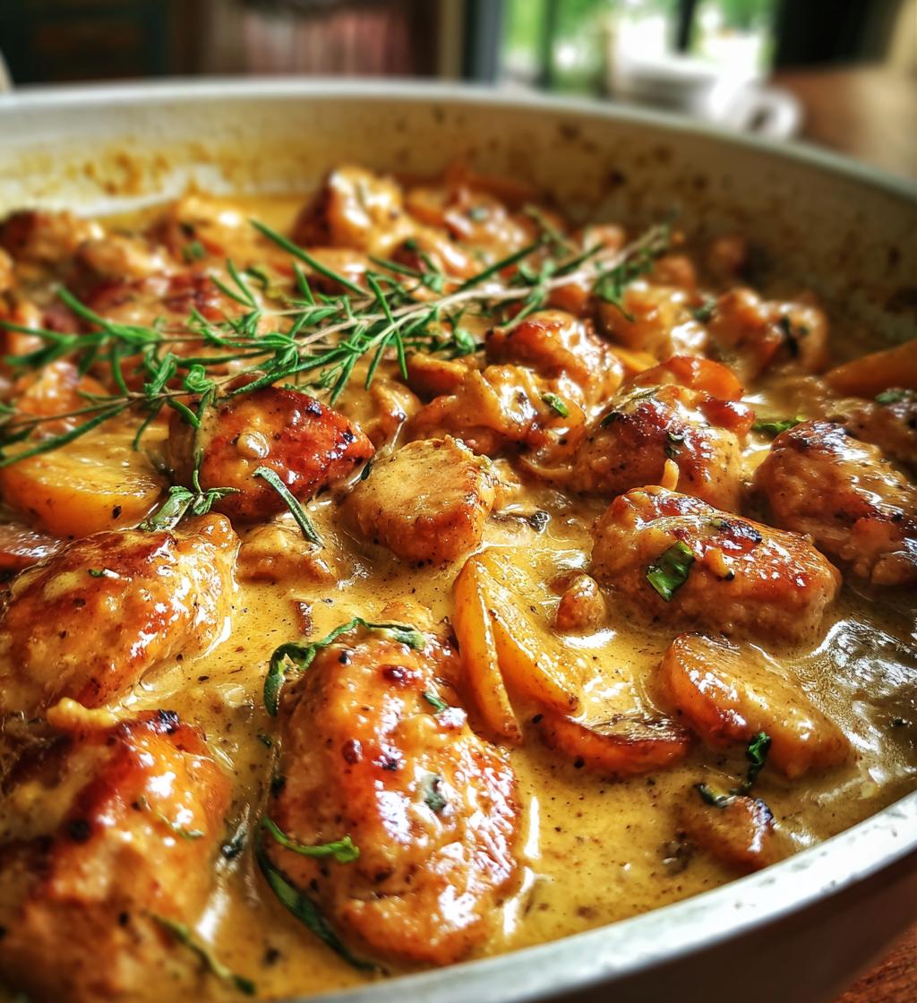 creamy apple bourbon chicken skillet recipe