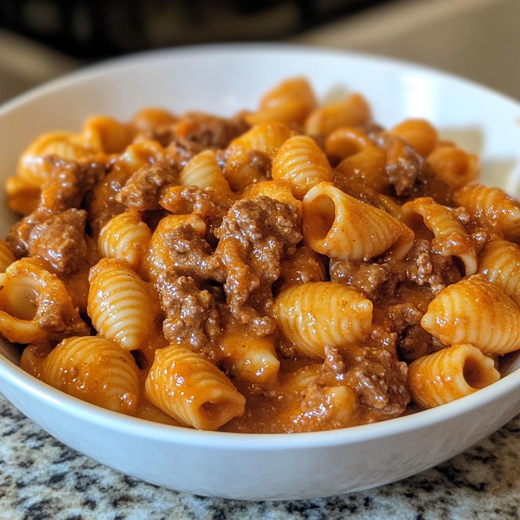 creamy beef and shells