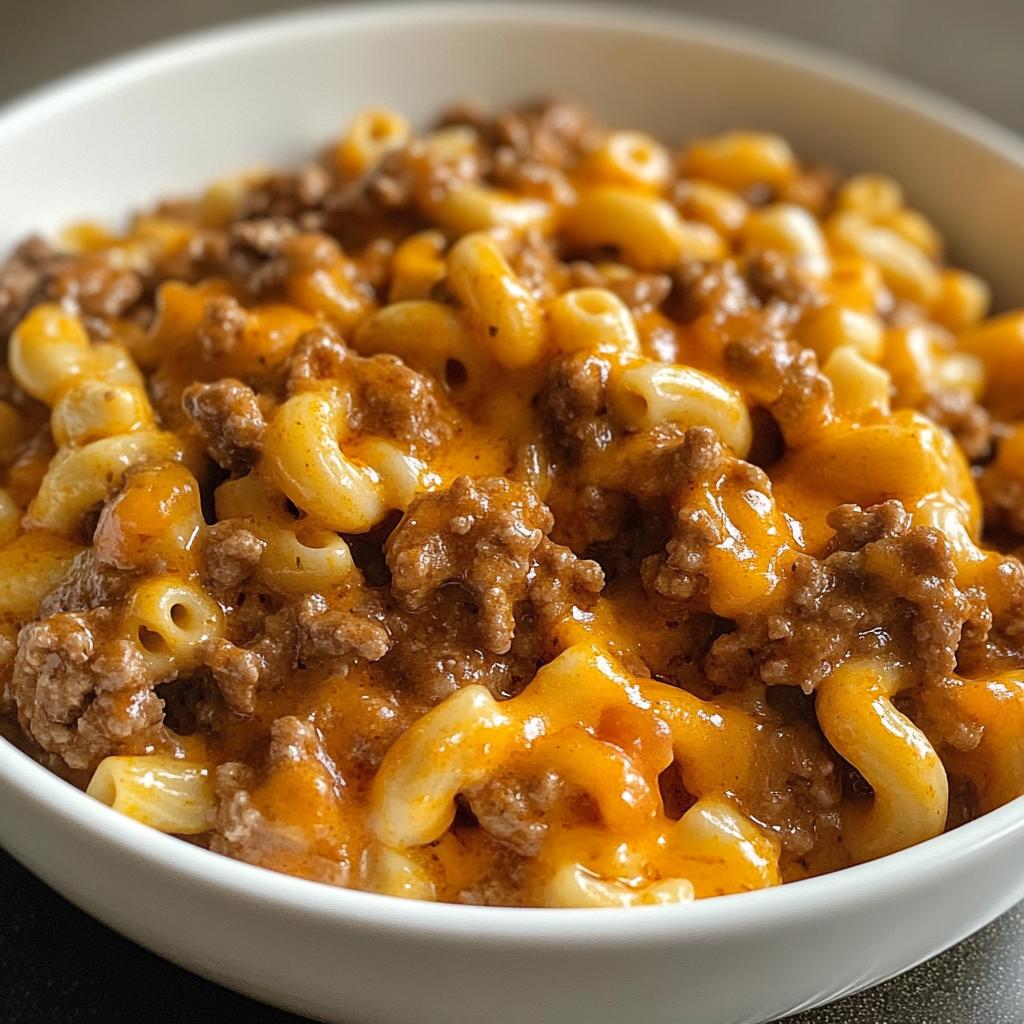 creamy beef goulash with elbow macaroni and cheddar recipe - detail 1