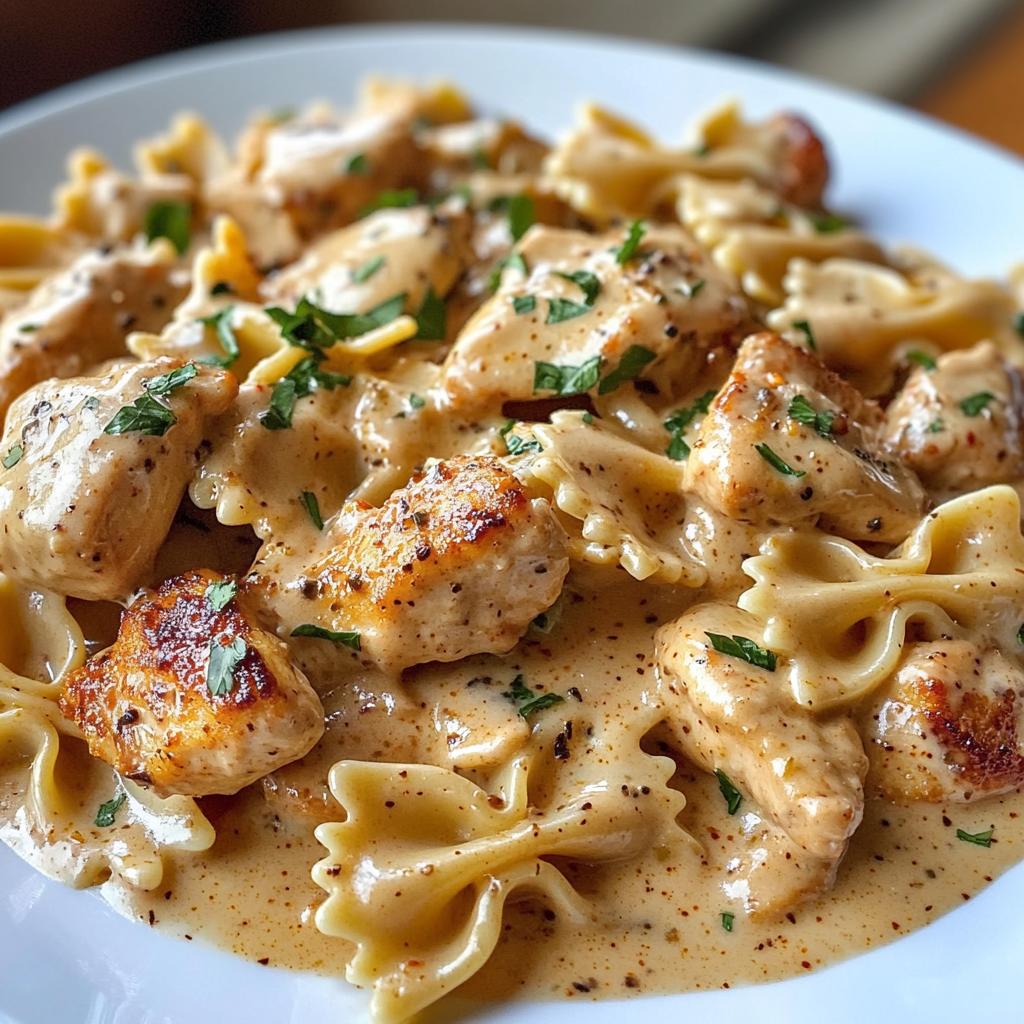 creamy cajun chicken bowtie pasta with garlic cheese sauce