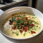 creamy cauliflower and leek soup with bacon and chive recipe