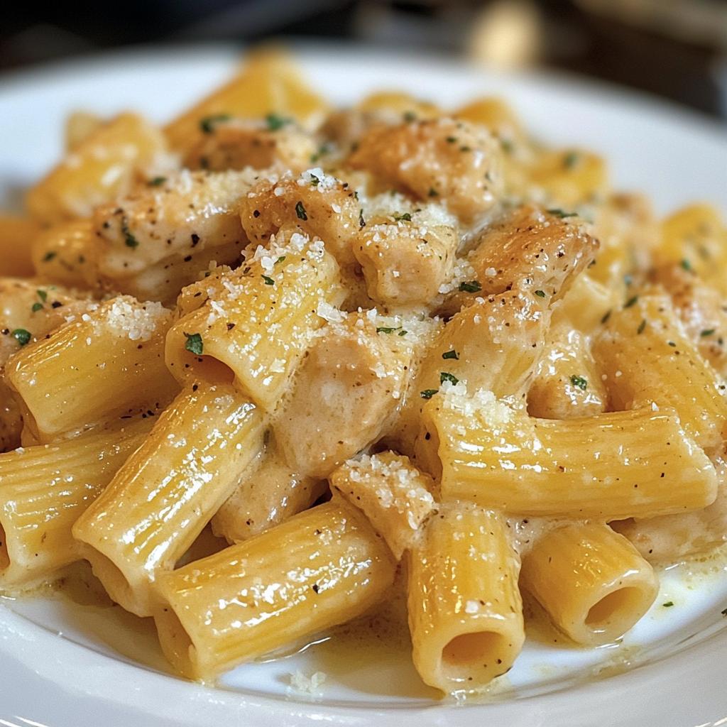 creamy garlic butter chicken rigatoni easy homemade recipe