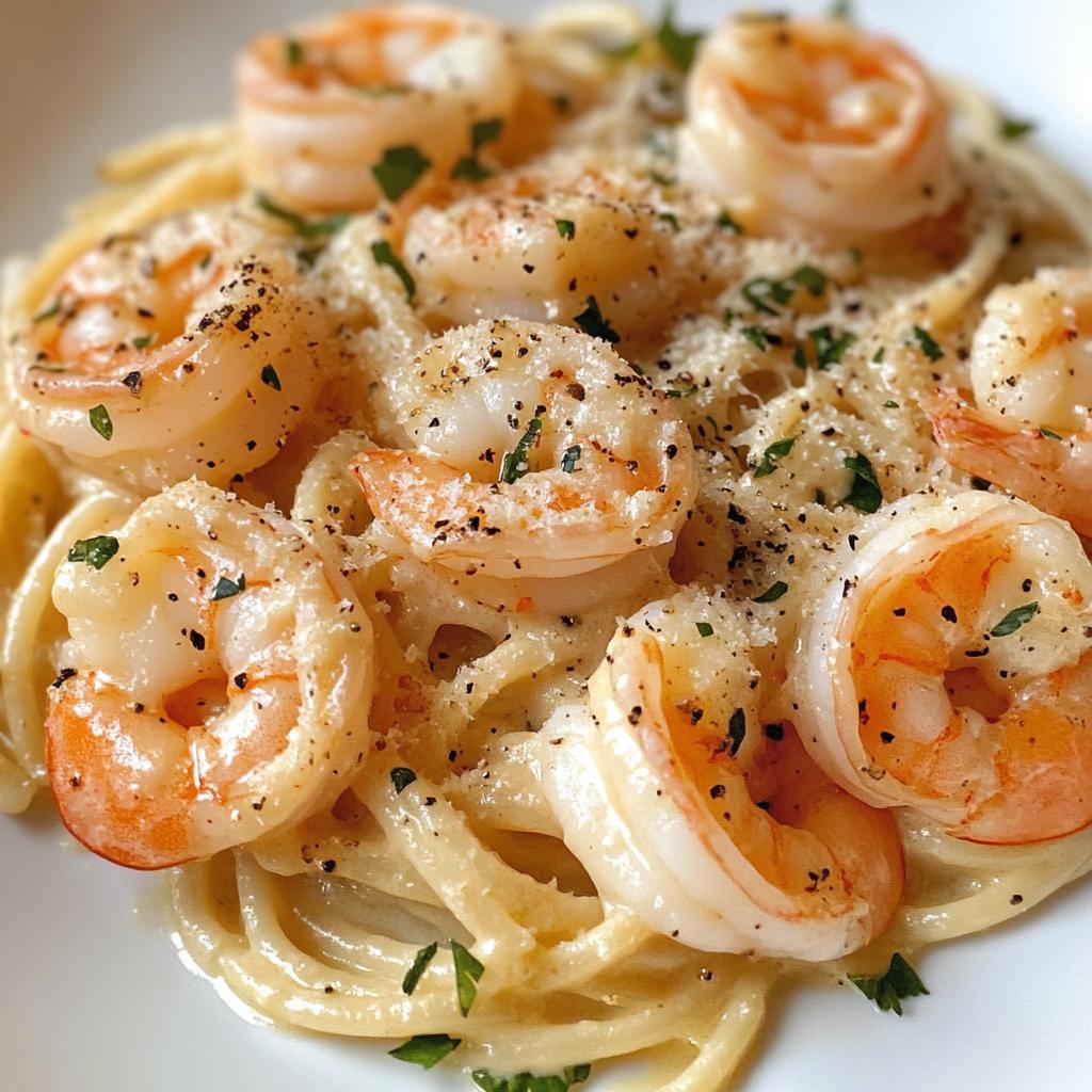 creamy garlic shrimp pasta