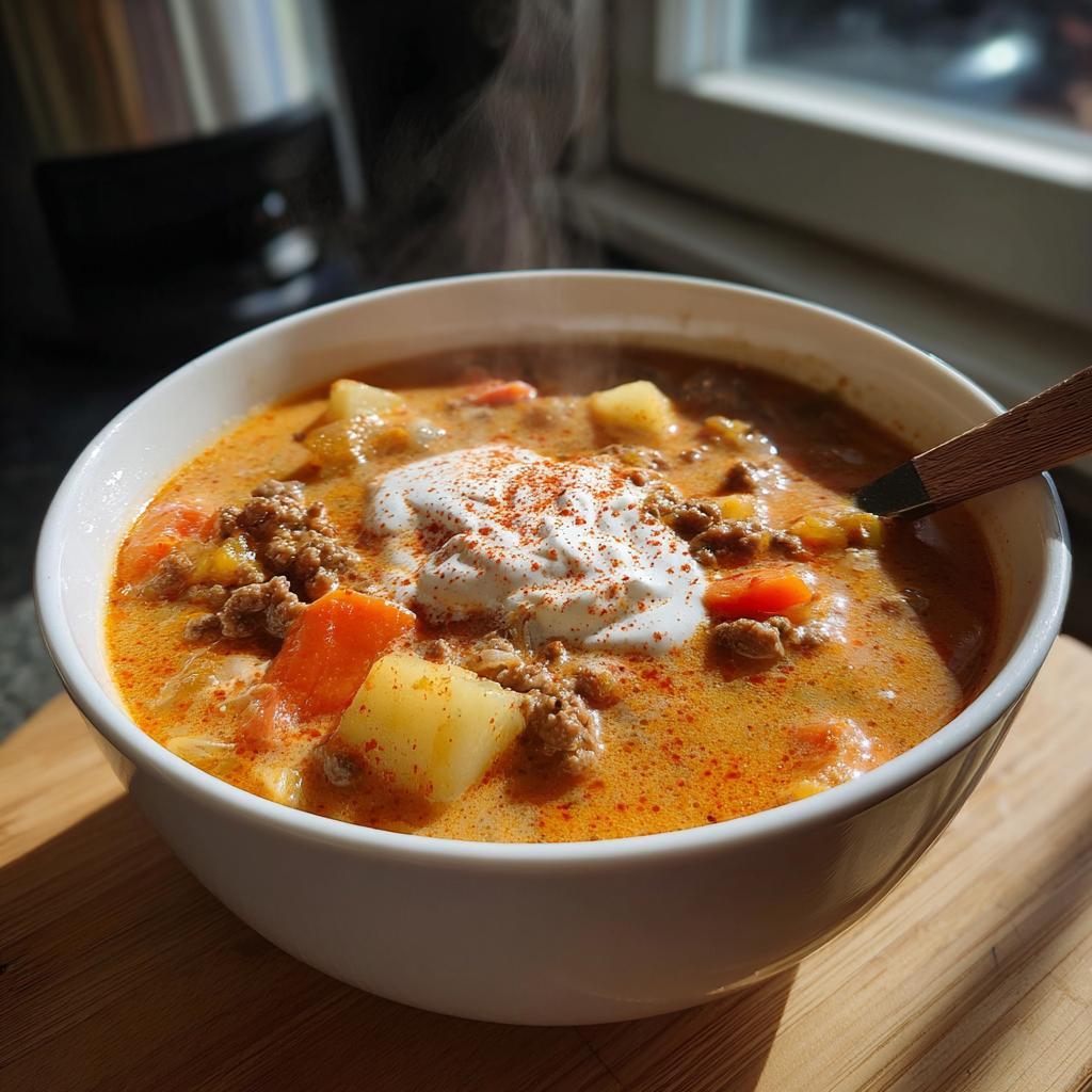 creamy hearty cheeseburger soup