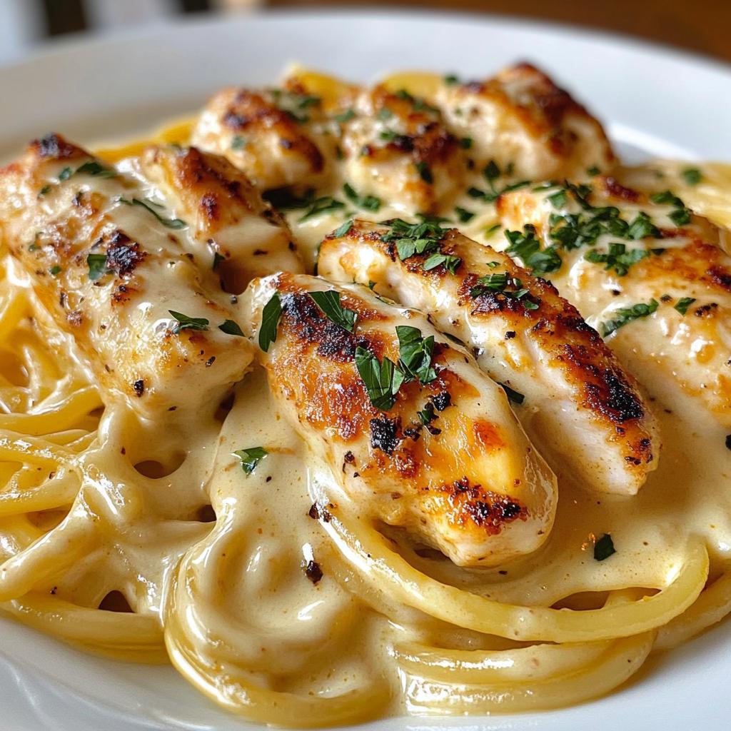 creamy mozzarella chicken linguine in garlic cajun butter - detail 1