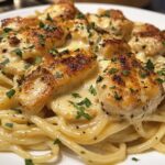 creamy mozzarella chicken linguine in garlic cajun butter