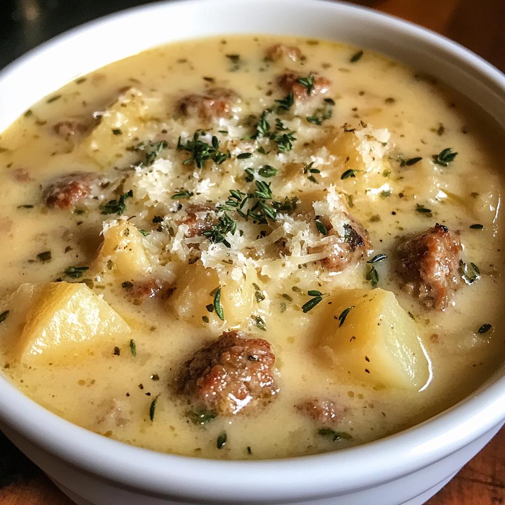 creamy parmesan italian sausage soup - detail 1