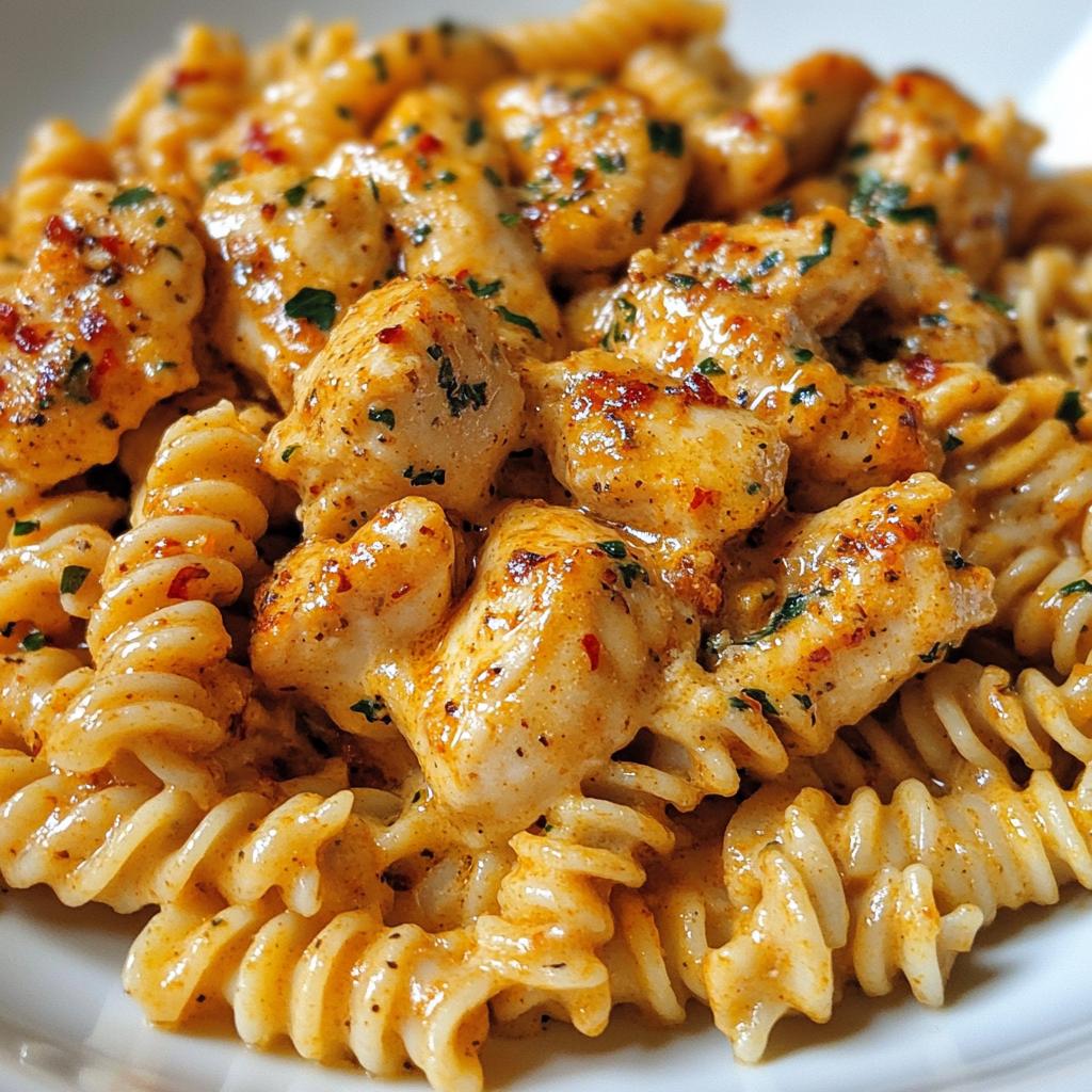 creamy parmesan rotini with cajun garlic butter chicken