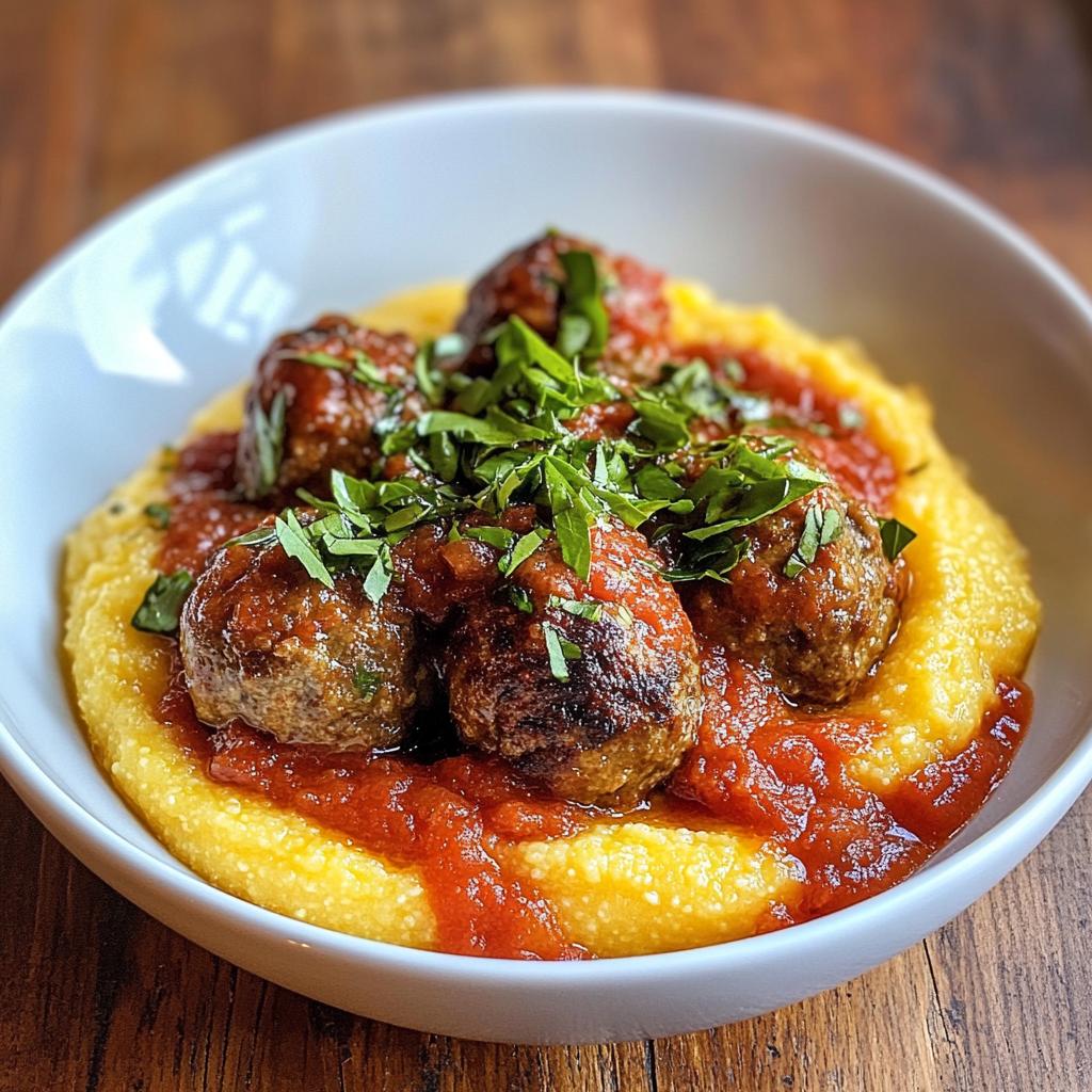 creamy polenta and meatballs recipe