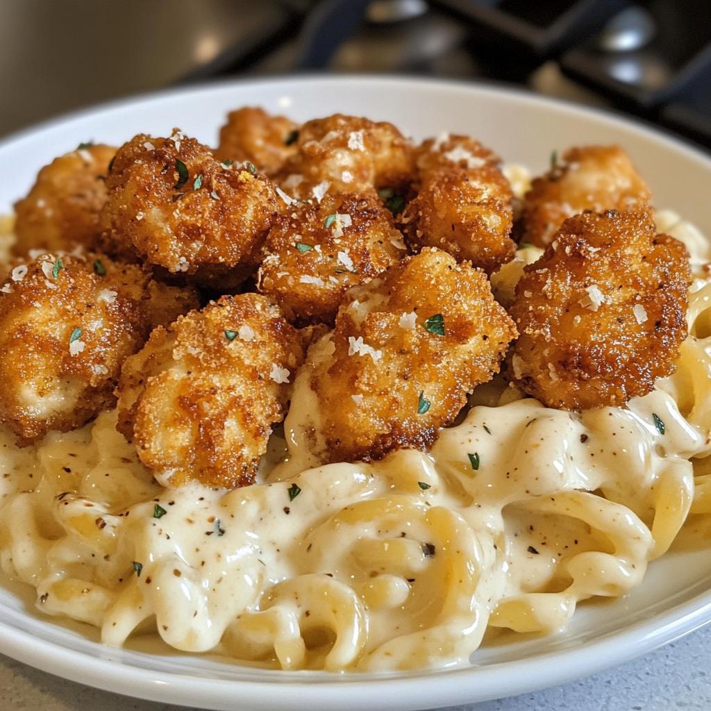 crispy parmesan chicken bites with smoked cajun alfredo gemelli recipe - detail 1