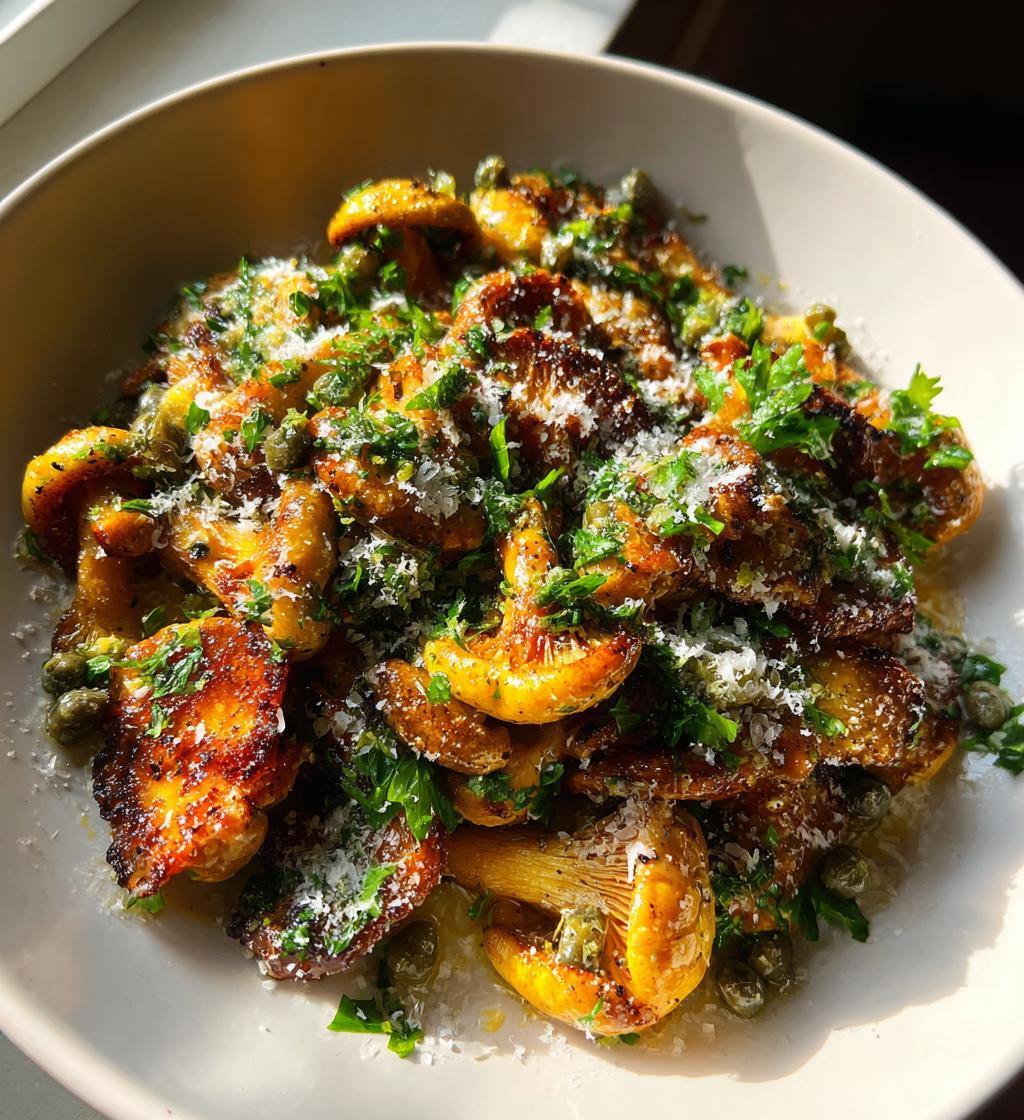 crispy roasted wild mushrooms with garlic lemon capers and parmesan recipe