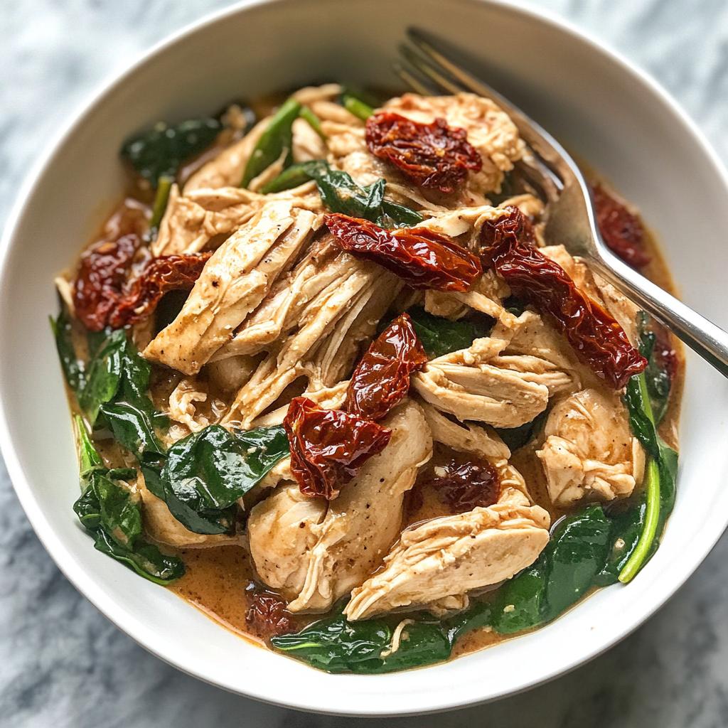 crockpot tuscan chicken with creamy sun dried tomato and spinach sauce recipe