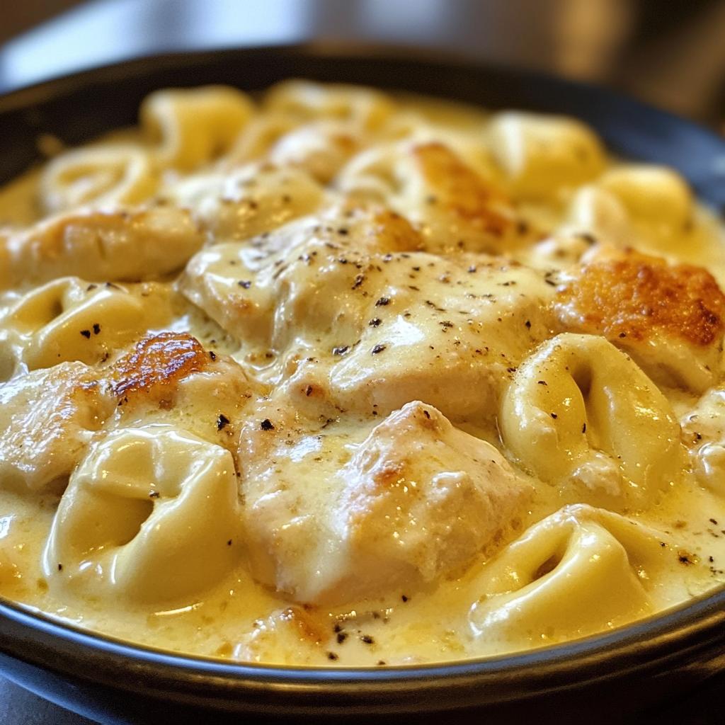 easy creamy velveeta chicken tortellini with mozzarella garlic sauce one pot dinner