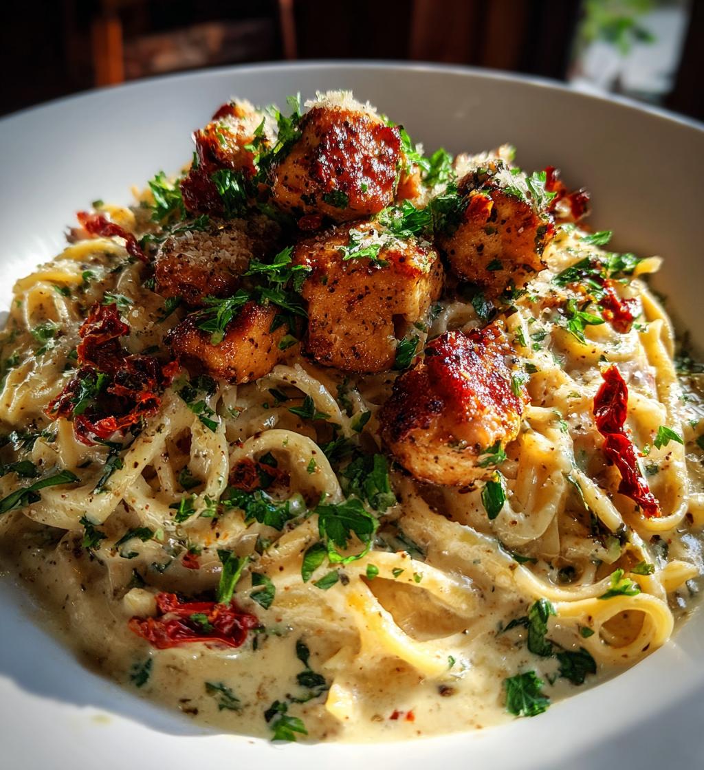 easy tuscan garlic chicken bites sun dried tomato cajun alfredo pasta recipe