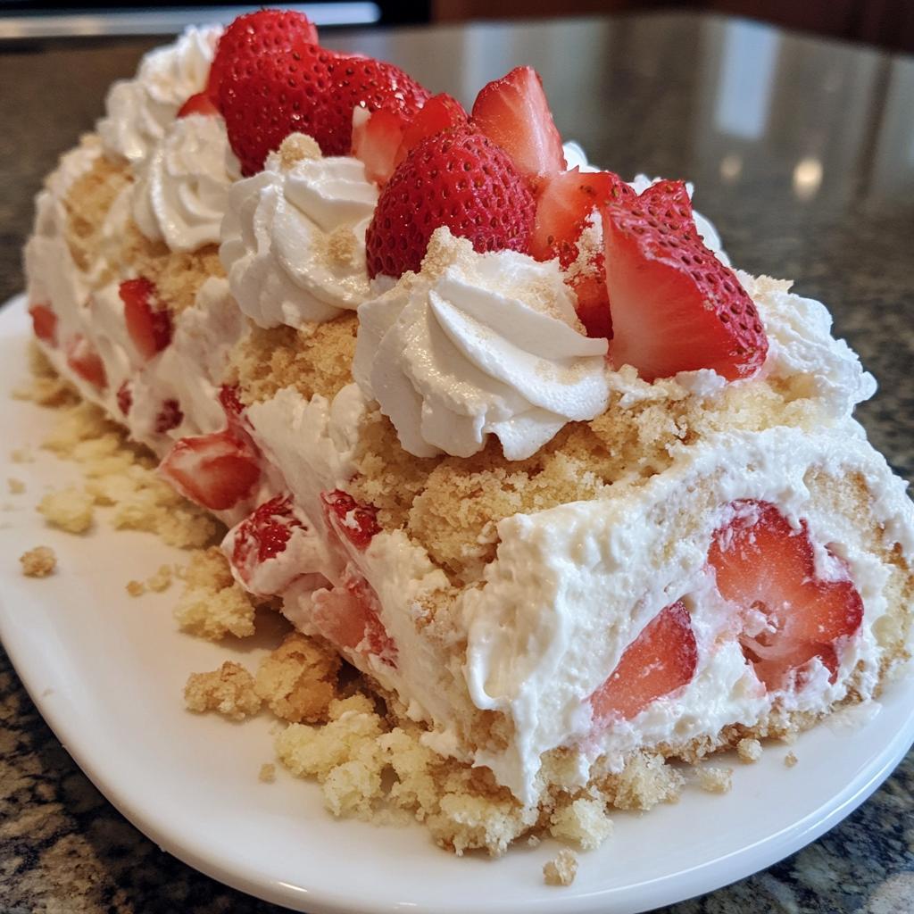 fluffy strawberry shortcake cheesecake roll