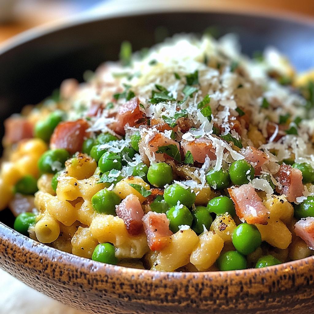 fregola with pancetta peas and parmesan recipe - detail 1