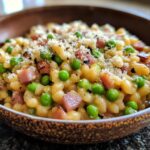 fregola with pancetta peas and parmesan recipe