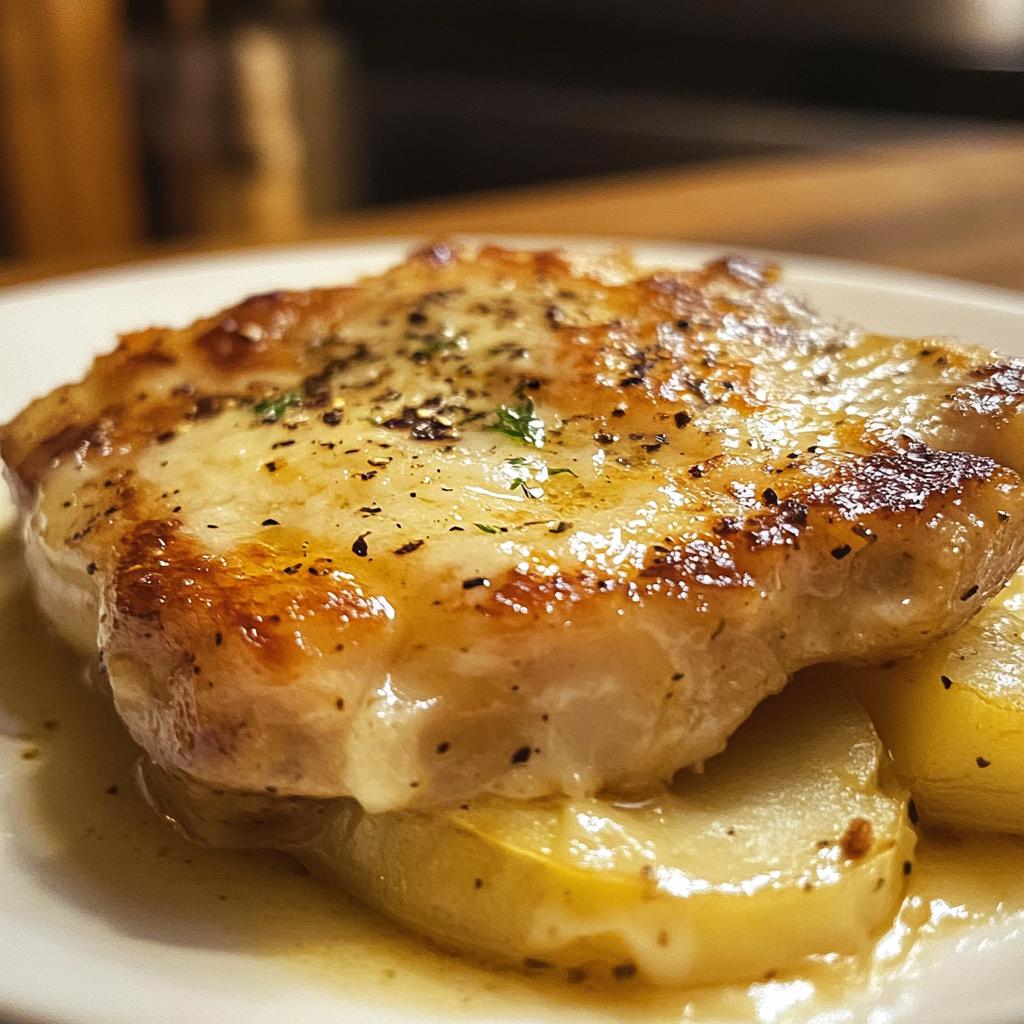 garlic butter pork chops with cheesy potato bake - detail 1