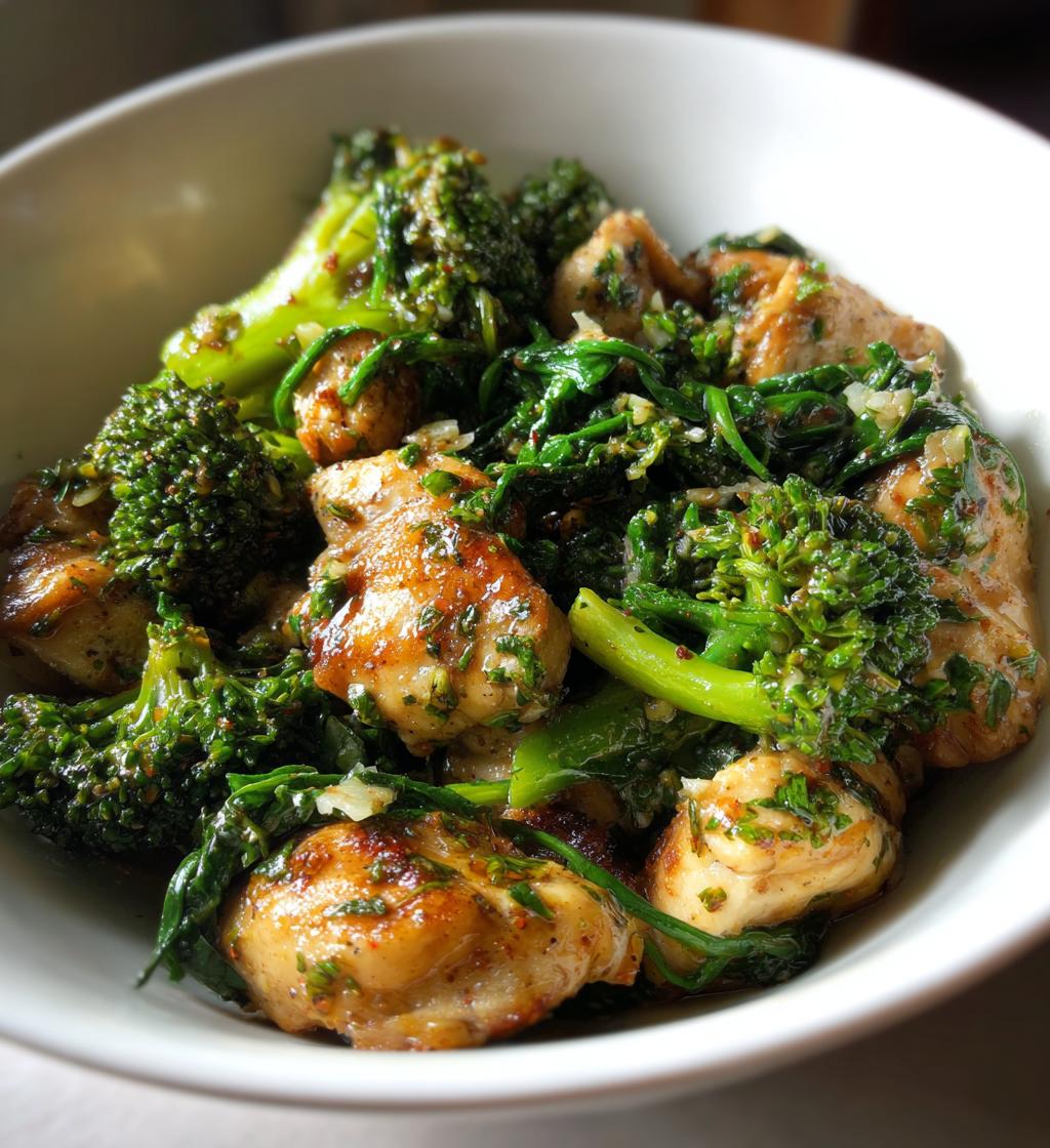 garlic chicken with broccoli and spinach - detail 1