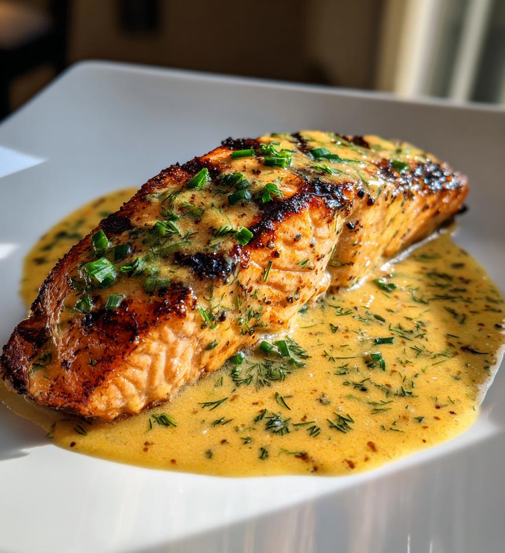 grilled salmon with creamy dijon mustard sauce - detail 1