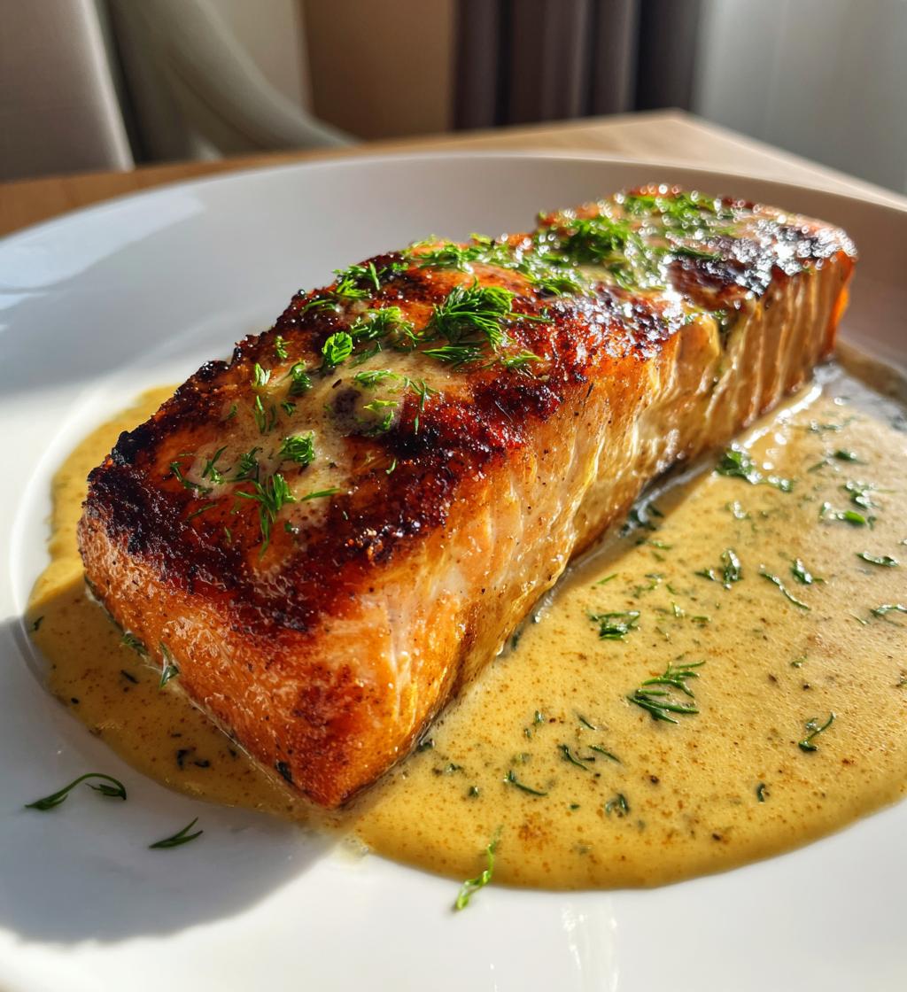 grilled salmon with creamy dijon mustard sauce