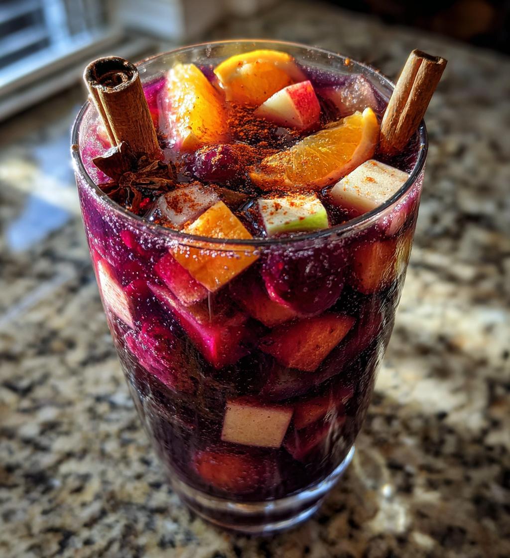 halloween mocktail sangria with fruits and spices recipe