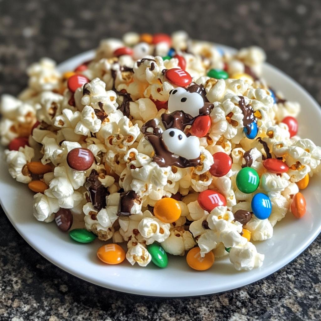 halloween white chocolate popcorn with mandms and candy recipe