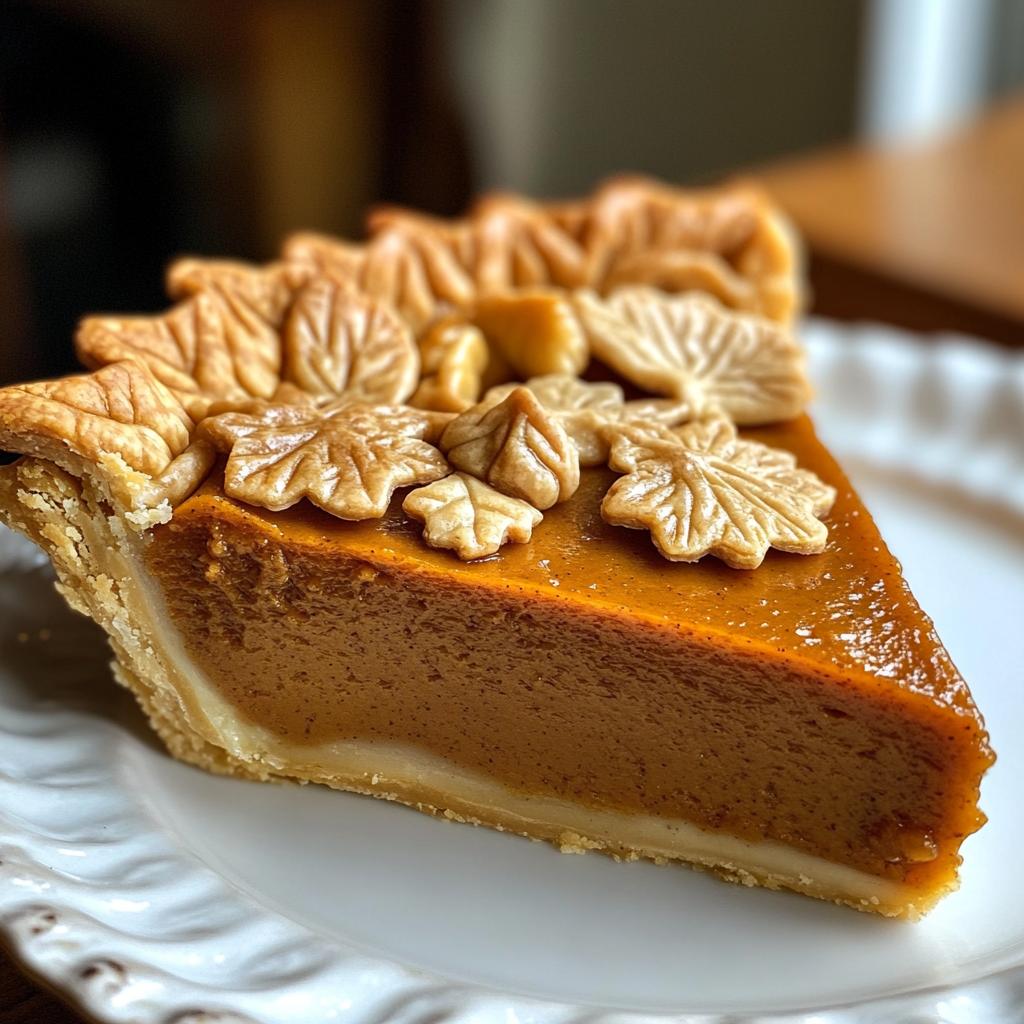 homemade pumpkin pie with decorative vines and leaves recipe - detail 1