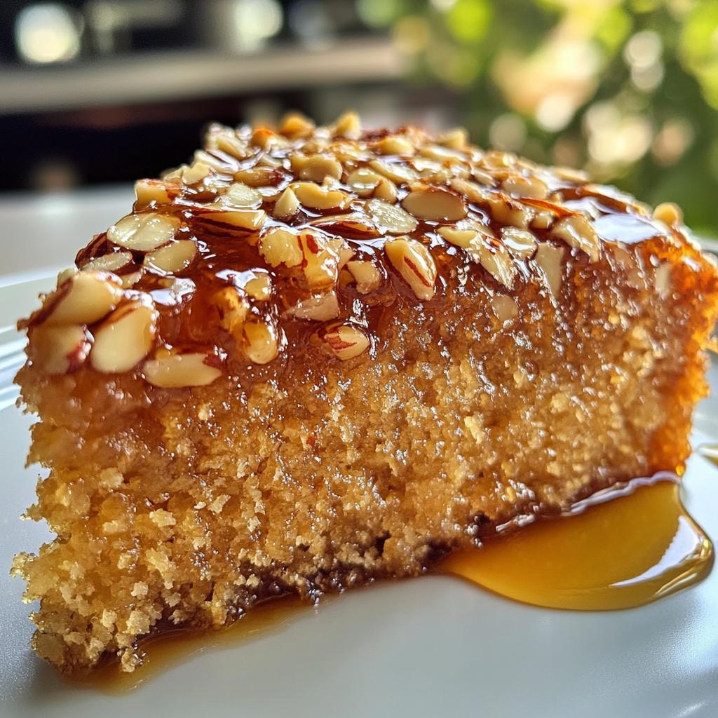 honey cake with almonds and honey syrup recipe - detail 1