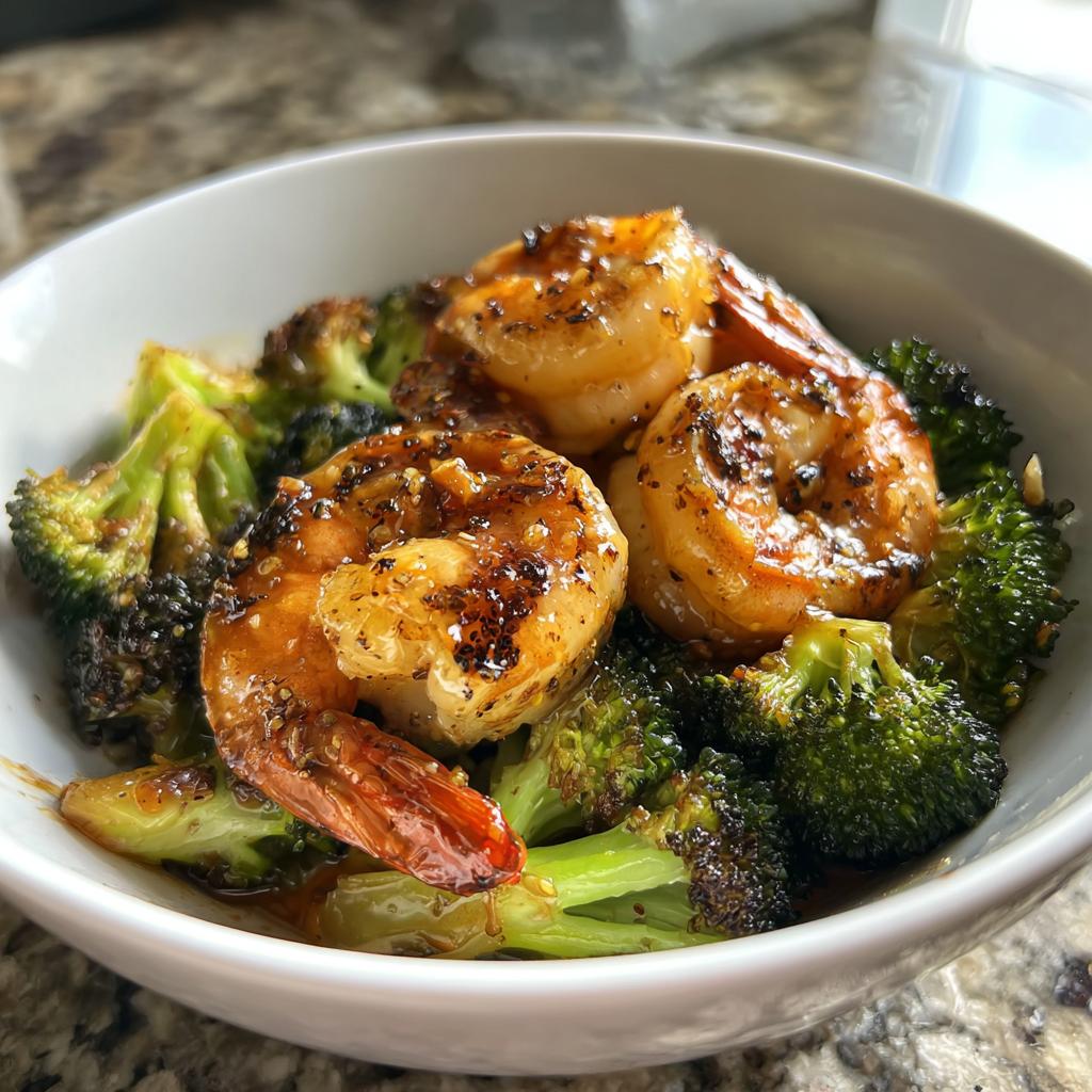 honey garlic shrimp bowls with roasted broccoli