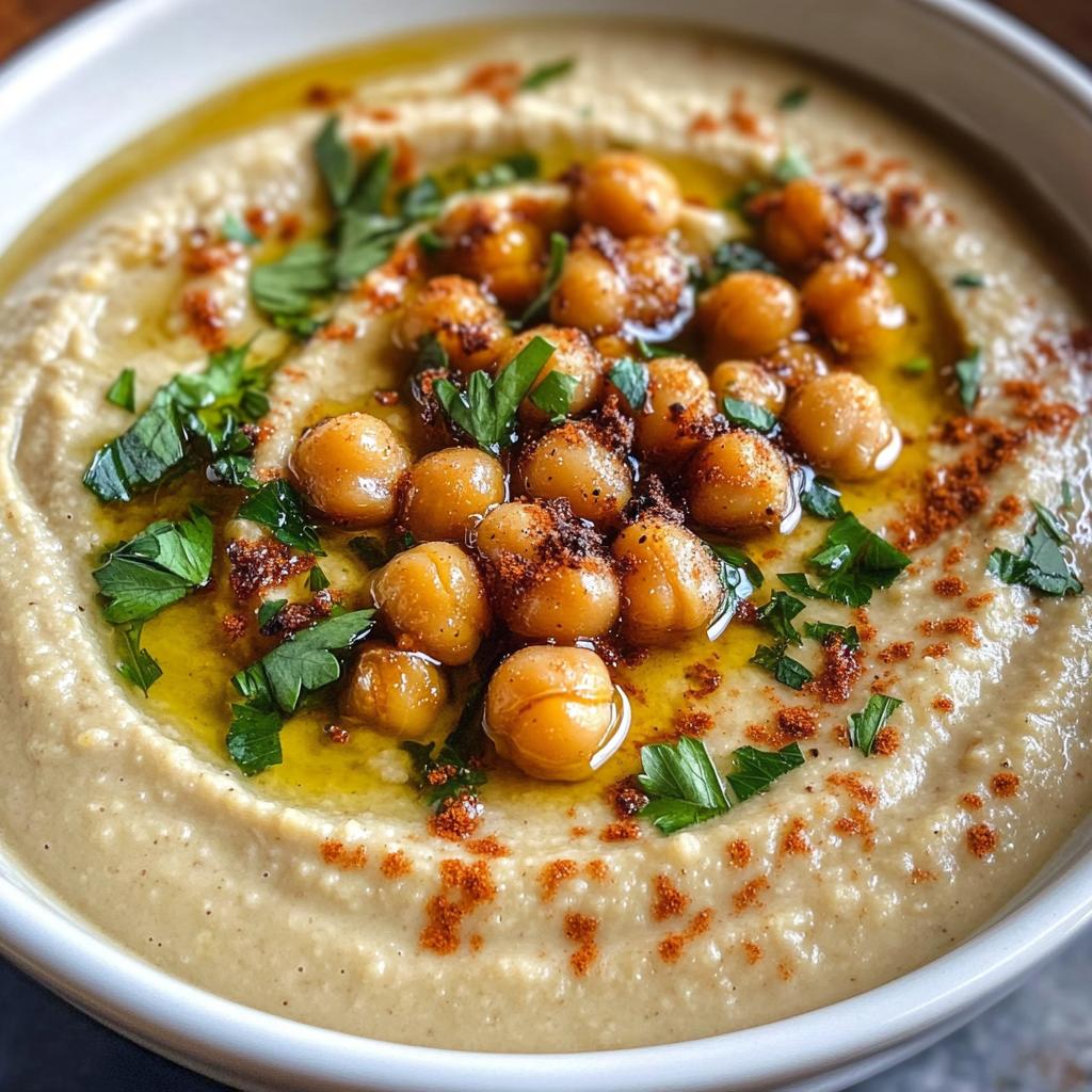 hummus soup with crispy chickpeas and roasted garlic recipe