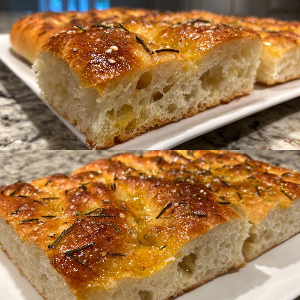 omemade focaccia bread - detail 1