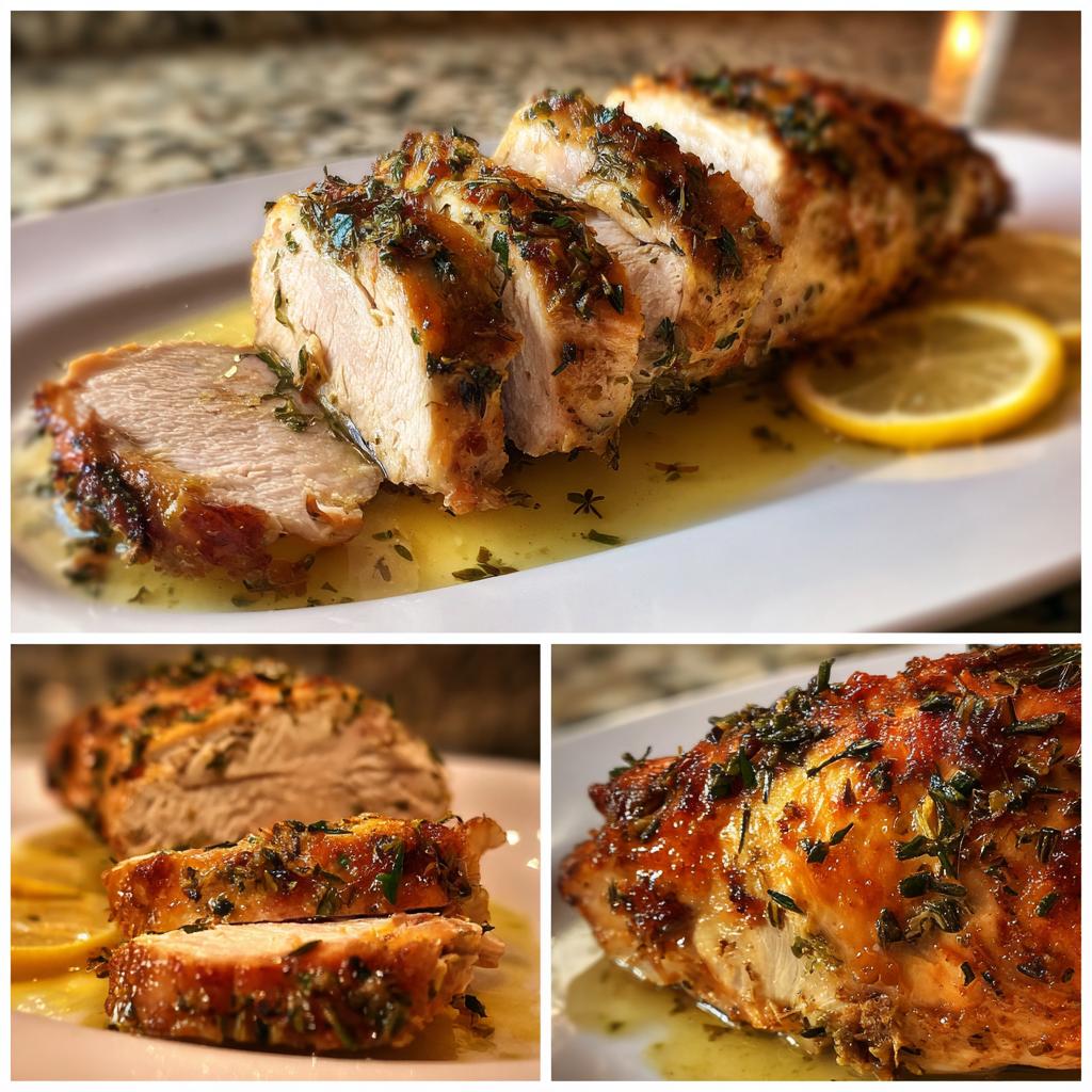 roasted herb infused turkey breast with lemon and white wine recipe - detail 1
