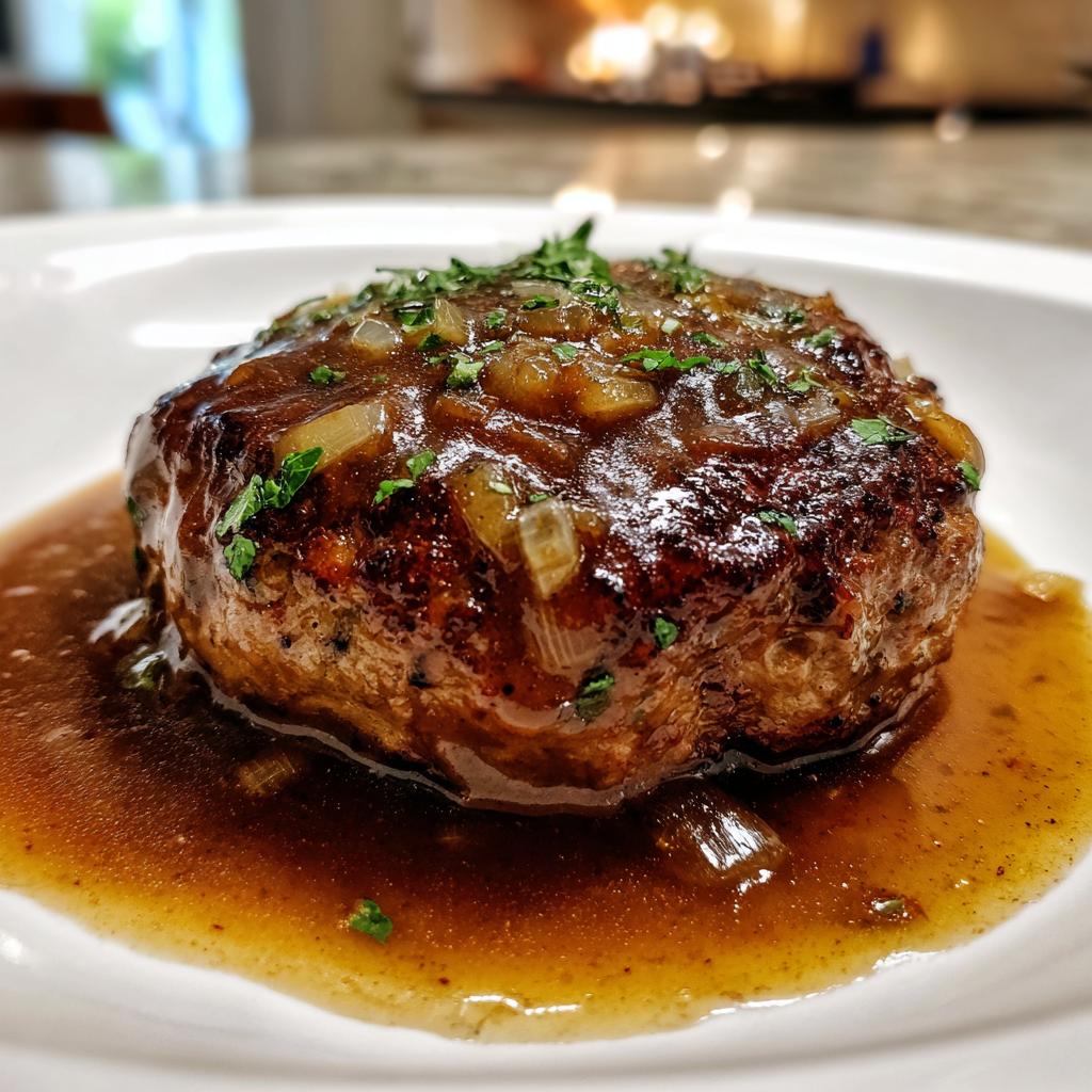 salisbury steak and gravy - detail 1