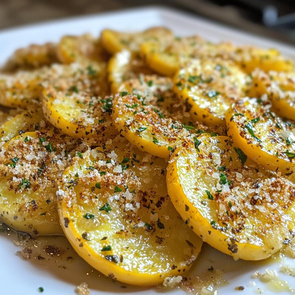 sauteed yellow squash with herb oil and panko parmesan topping recipe