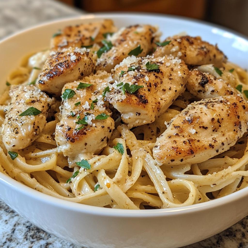 savory cajun chicken and creamy garlic parmesan linguine