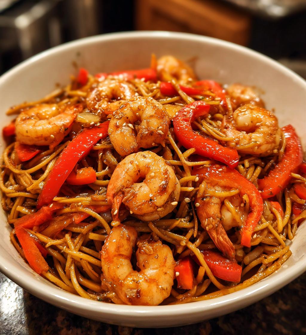 shrimp noodle stir fry
