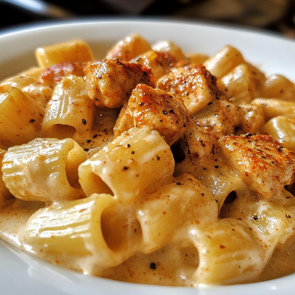 spicy cajun chicken rigatoni in creamy mozzarella alfredo - detail 1
