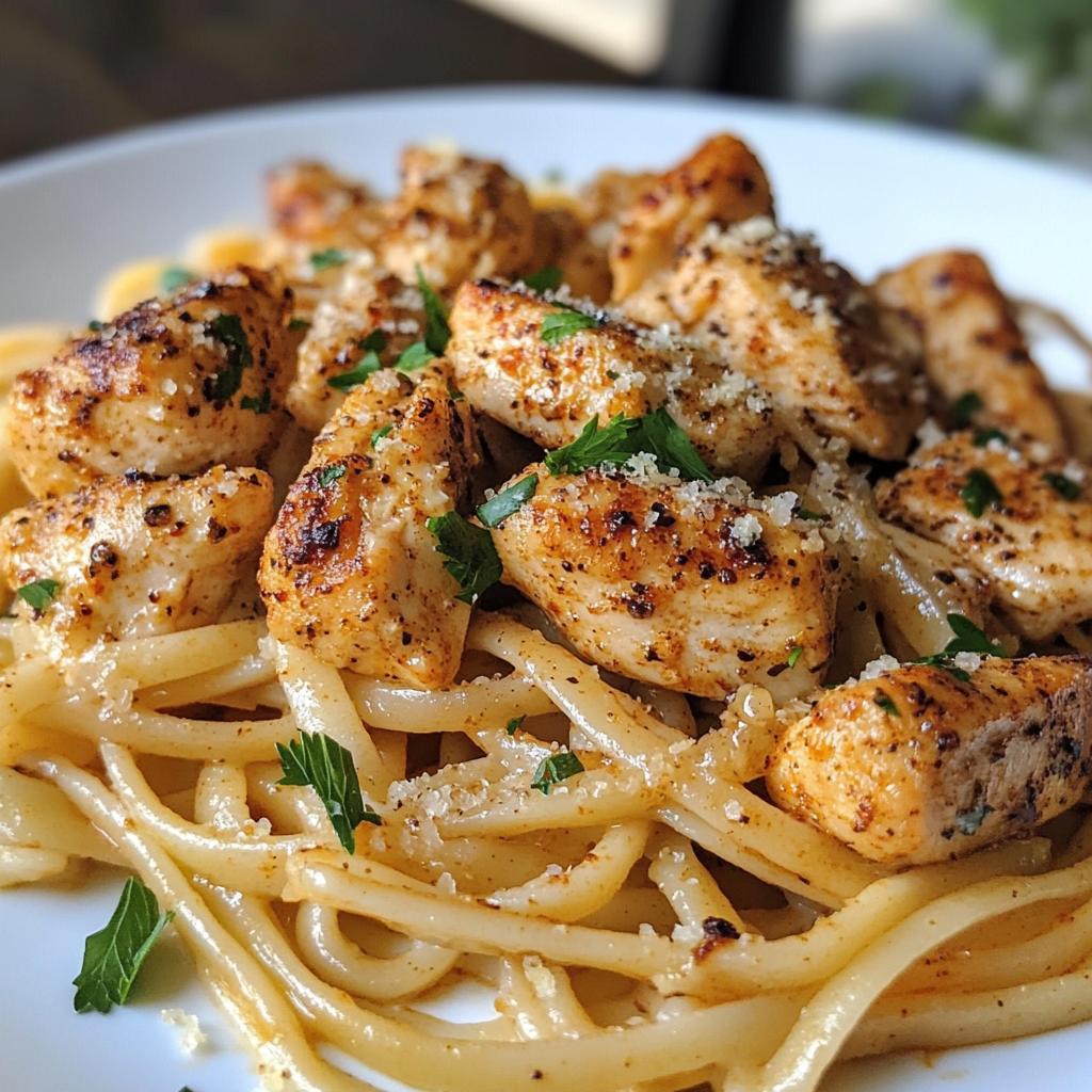 spicy cajun chicken with garlic parmesan linguine - detail 1