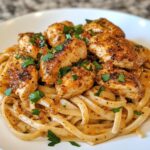 spicy cajun chicken with garlic parmesan linguine